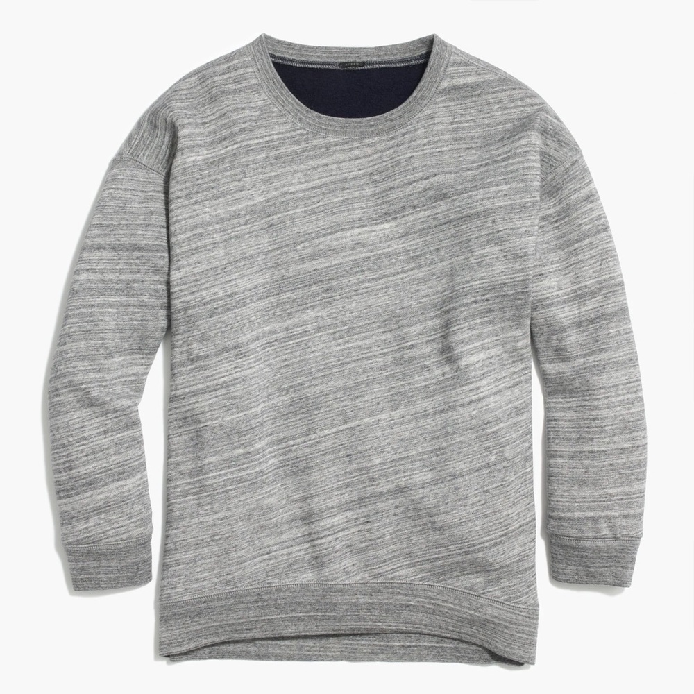 J.Crew Fleece-Lined Crewneck Sweatshirt in Heather Grey Marble, Size‎ XS